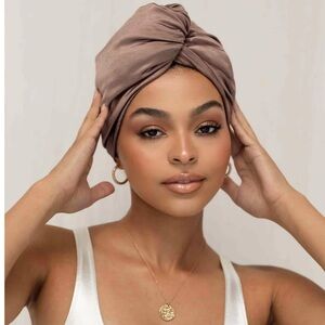Classic Satin Turban Headwrap in Taupe - Women Intimates & Sleepwear